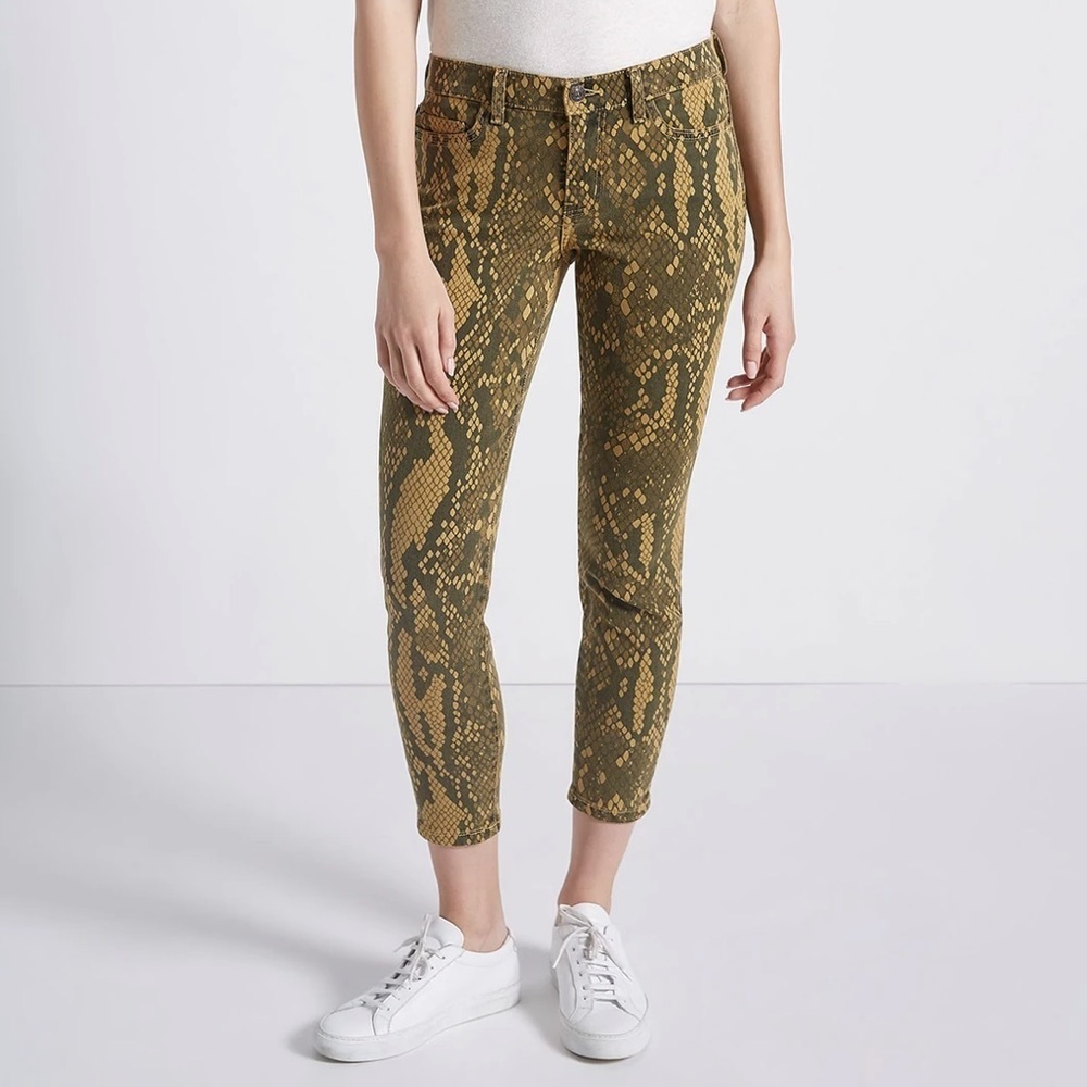 Current Elliot | The Stiletto Snake-Print Cropped Skinny Jeans